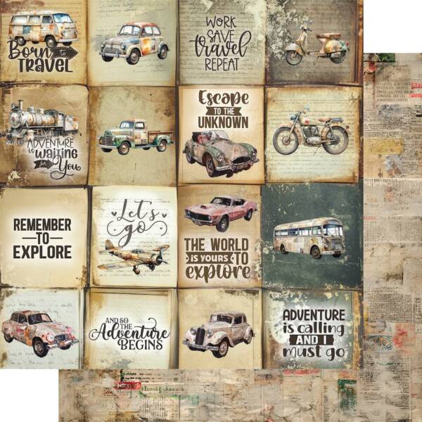 Uniquely Creative -12x12 Paper - Wings & Wheels - Ticket to Ride